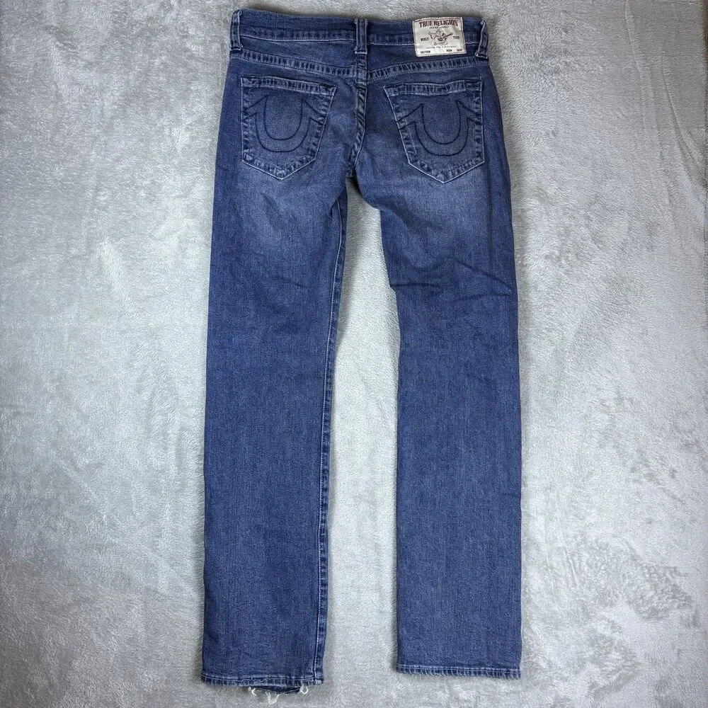 True Religion Jeans Mens 30‎ Relaxed Straight Stretch Blue Denim